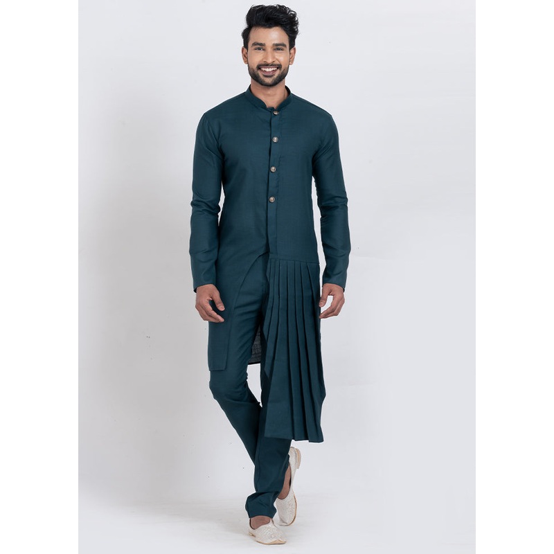 Blue Viscose Kurta And Pajama Set - JD986610731