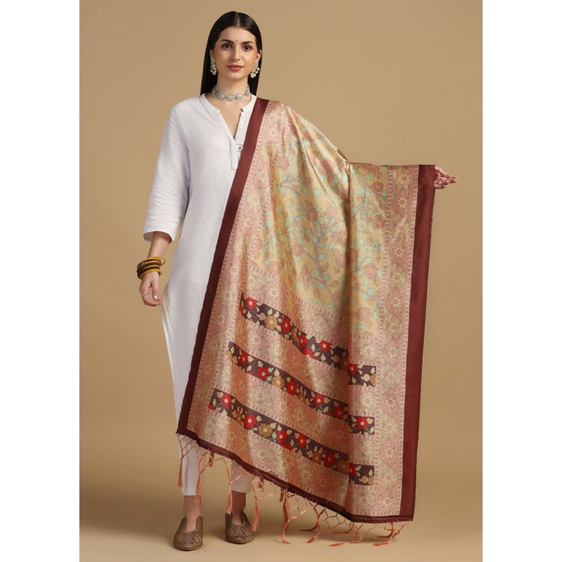 Maroon Banarasi Silk Dupatta - JD986610849