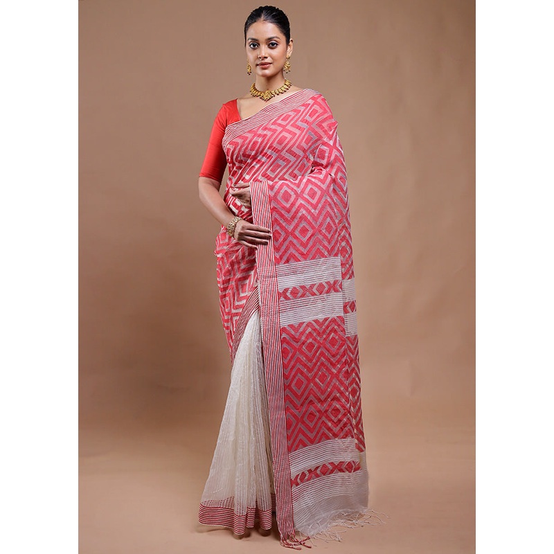 Multicolor Cotton Saree With Blouse Piece - JD986610780