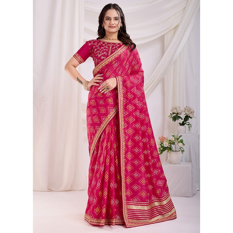 Pink Spun Silk Saree With Blouse Piece - JD986610871