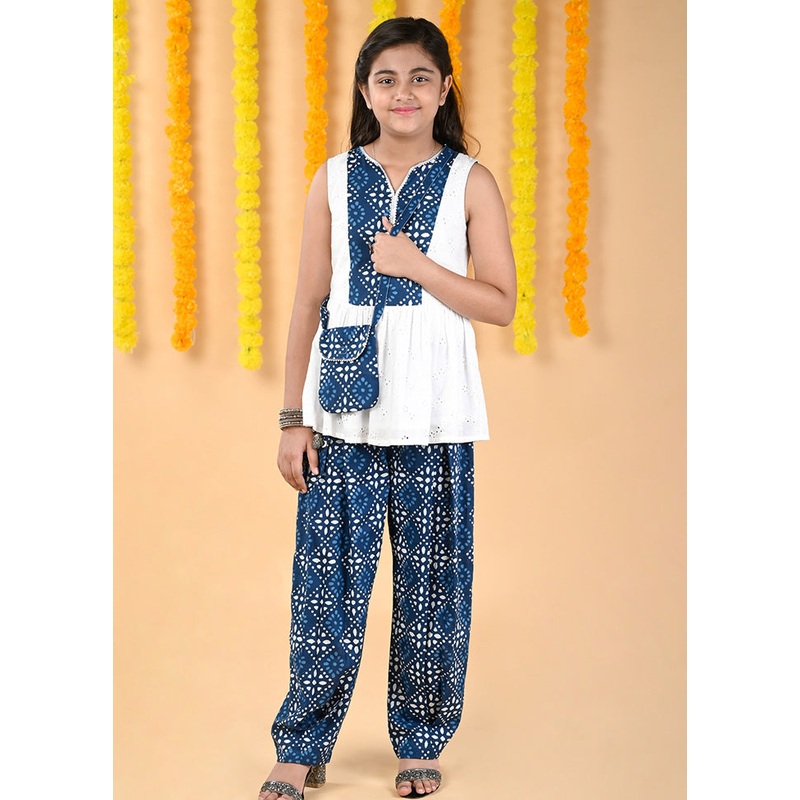 2 Pc Blue Cotton Top And Pajama Set - JD986610493