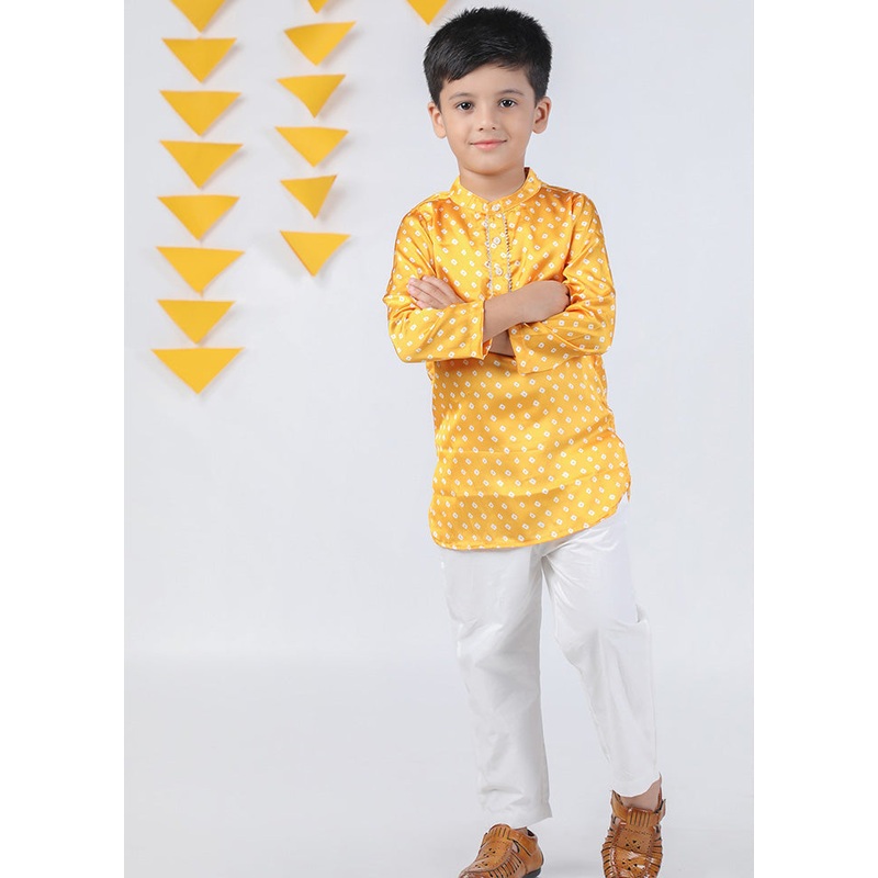 2 Pc Golden Cotton Kurta Pajama - JD986610491