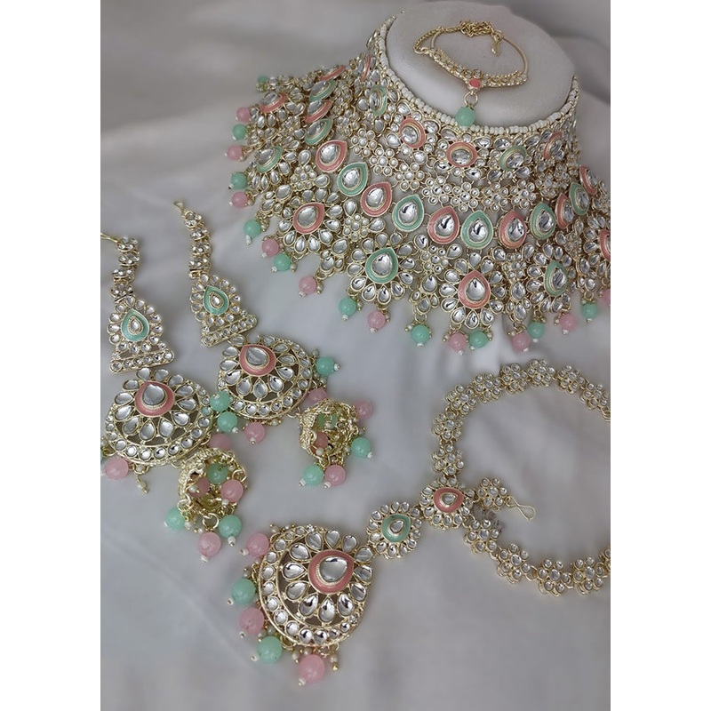 Baby Pink Alloy Jewellery Set - JD986610660