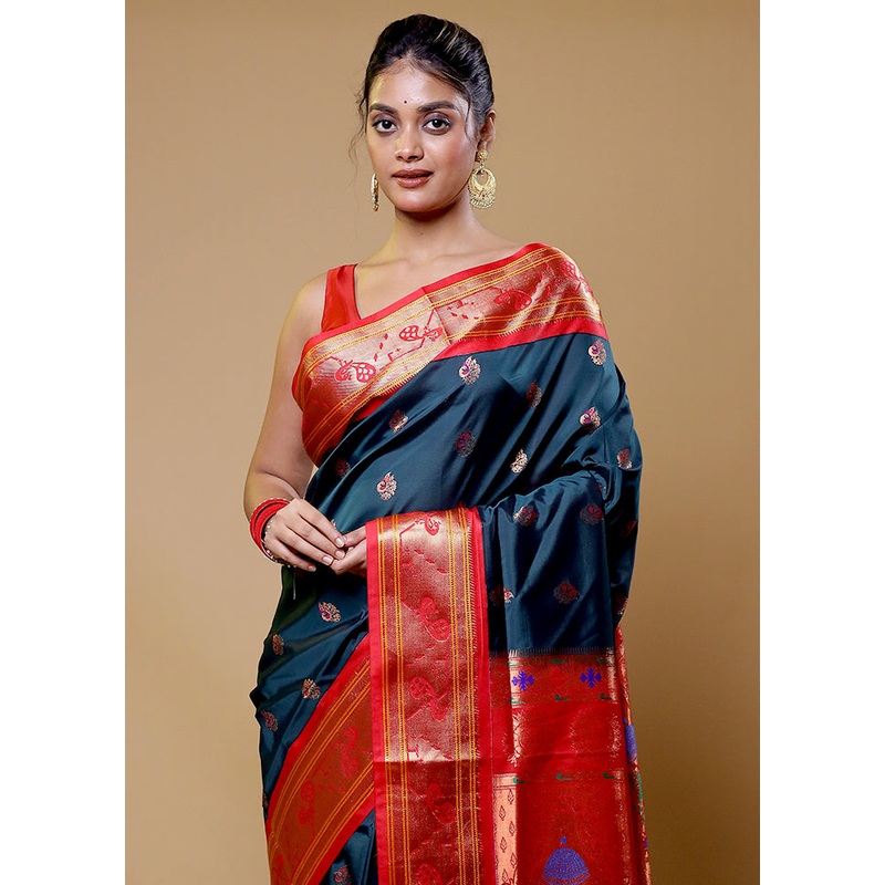 Blue Kanjivaram Silk Saree With Blouse Piece - JD986610560