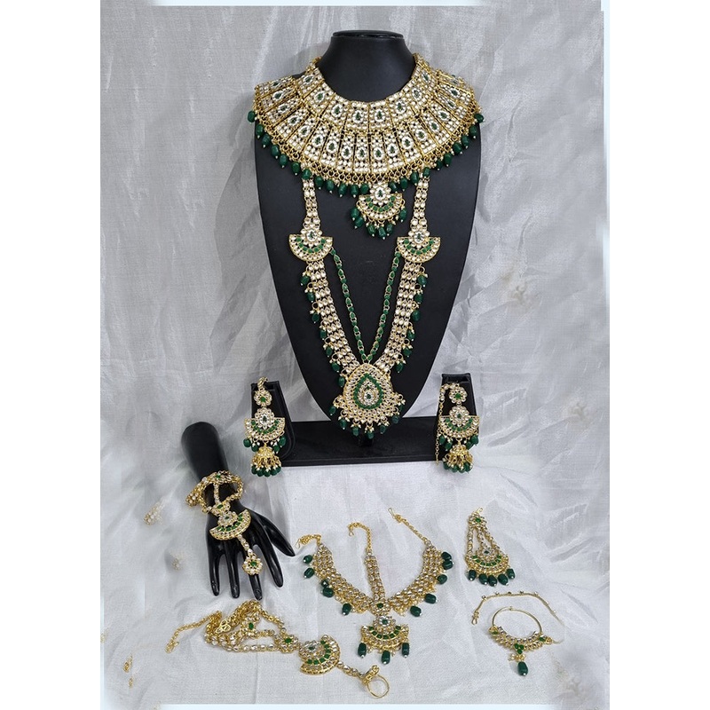 Green Alloy Jewellery Set - JD986610638