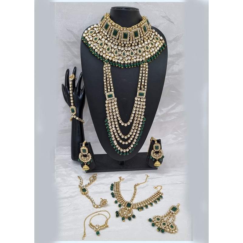 Green Alloy Jewellery Set - JD986610639