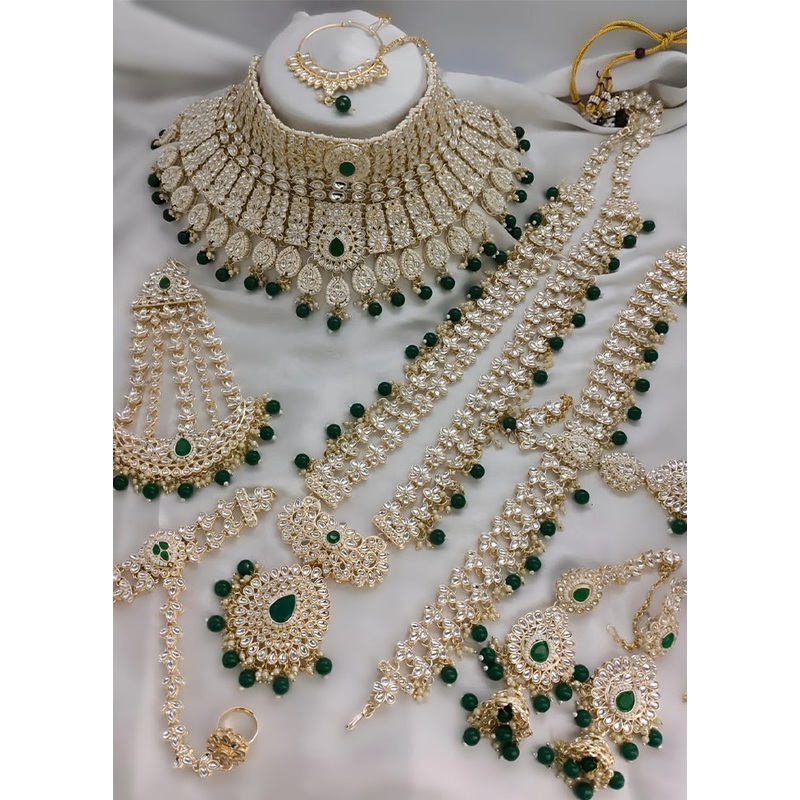 Green Alloy Jewellery Set - JD986610640
