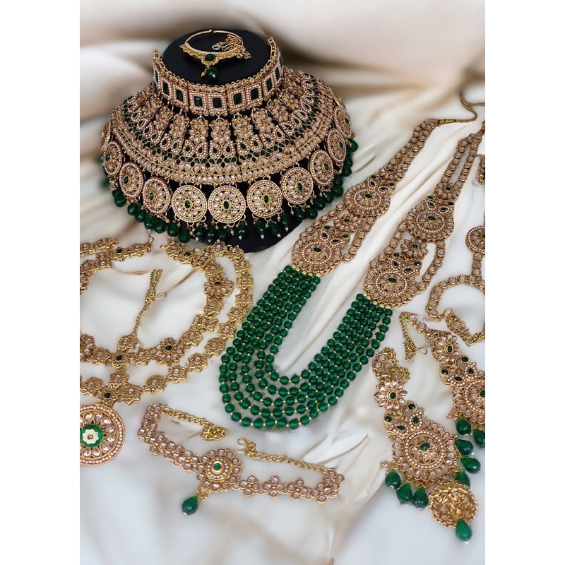 Green Alloy Jewellery Set - JD986610641