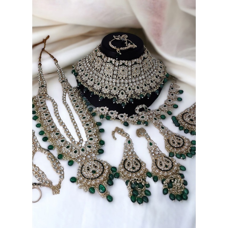 Green Alloy Jewellery Set - JD986610642