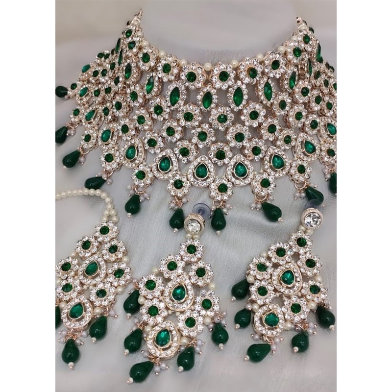 Green Alloy Jewellery Set - JD986610645