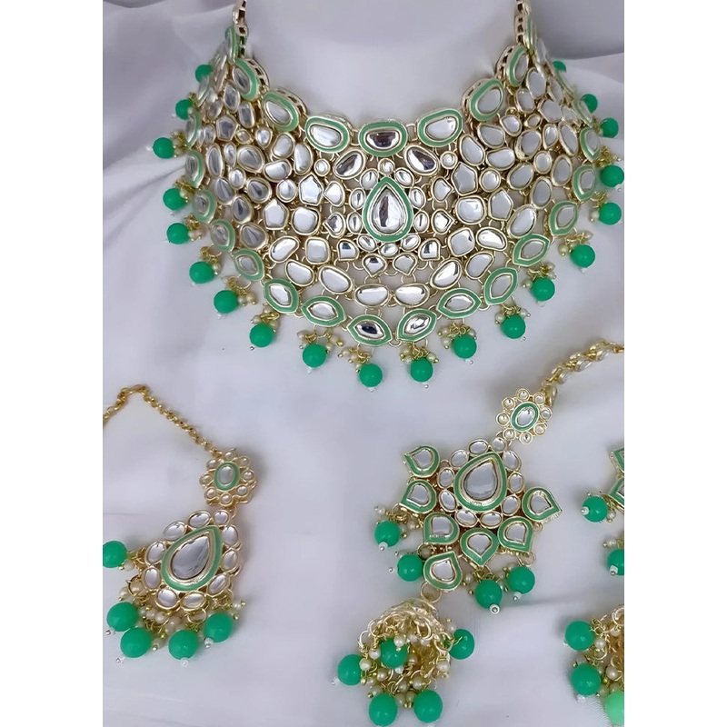 Green Alloy Jewellery Set - JD986610646