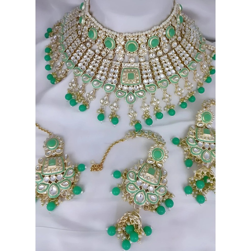 Green Alloy Jewellery Set - JD986610647