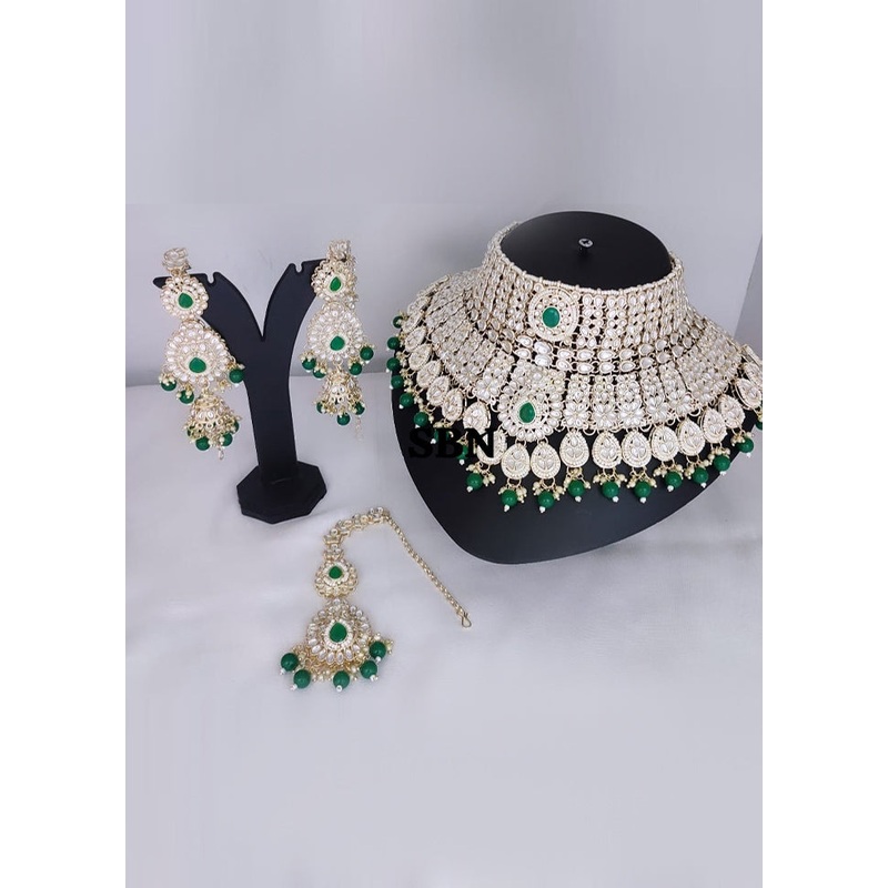 Green Alloy Jewellery Set - JD986610649