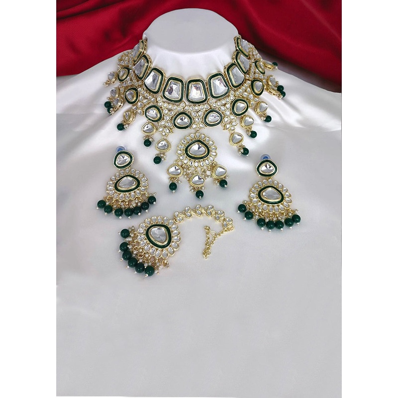 Green Alloy Jewellery Set - JD986610653