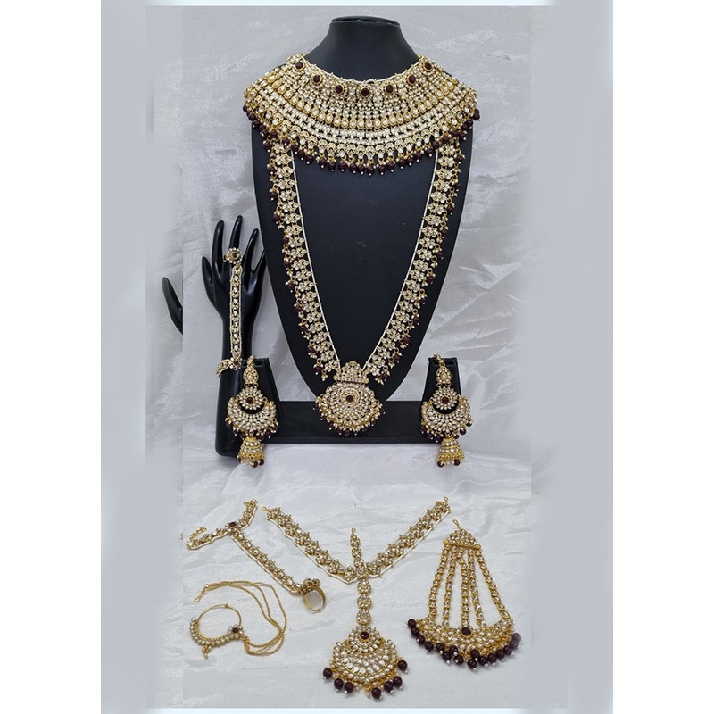 Maroon Alloy Jewellery Set - JD986610613