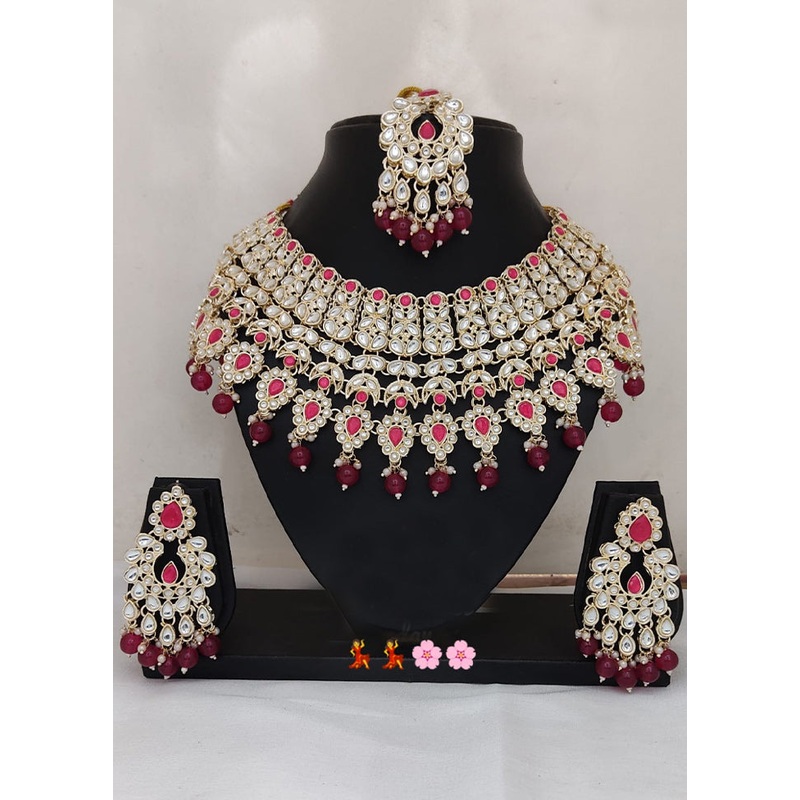 Maroon Alloy Jewellery Set - JD986610620