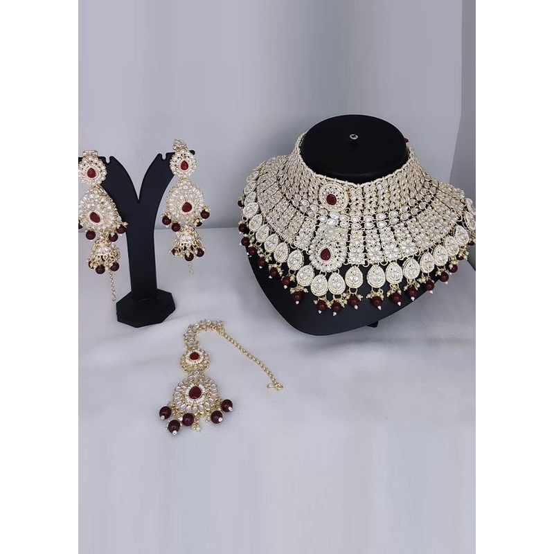 Maroon Alloy Jewellery Set - JD986610624