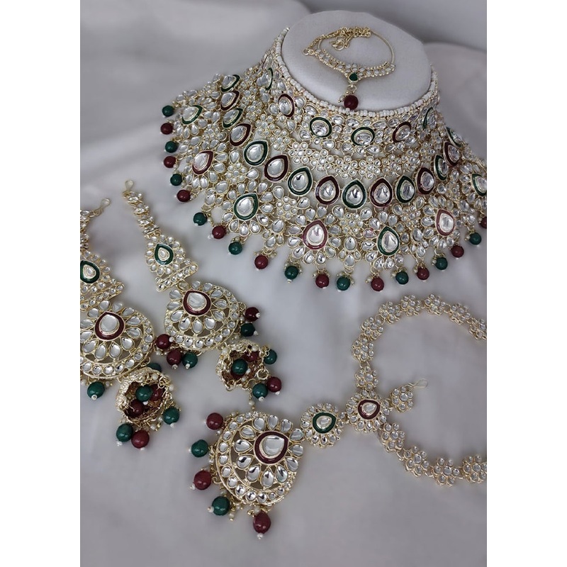Maroon Alloy Jewellery Set - JD986610626