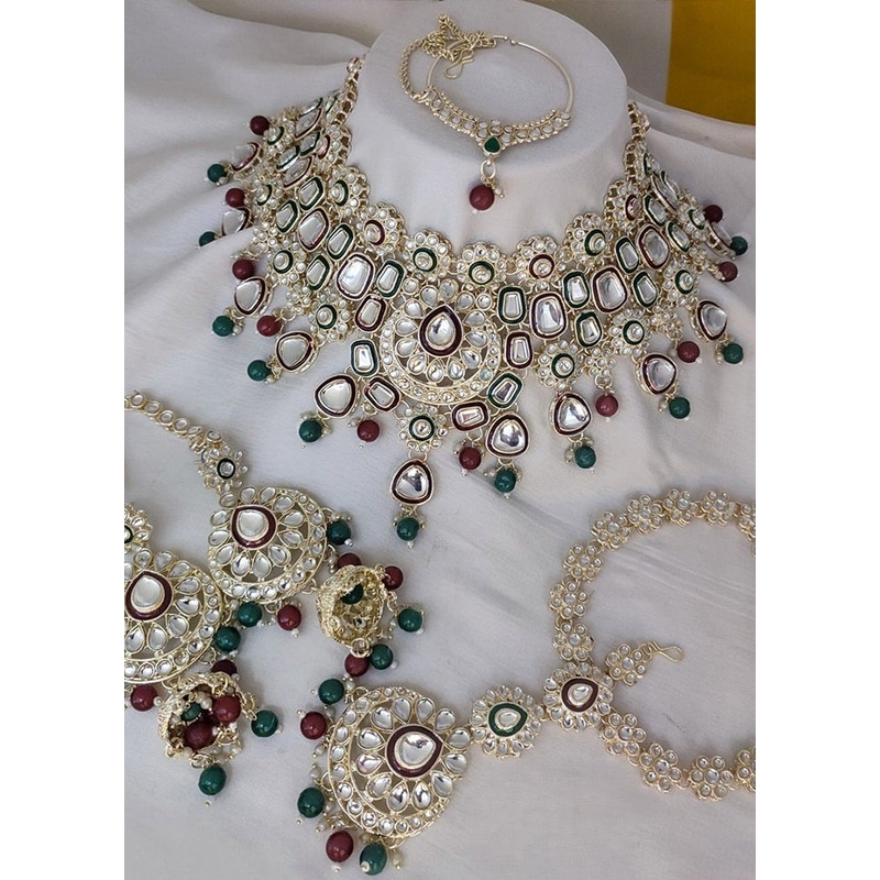 Maroon Alloy Jewellery Set - JD986610628