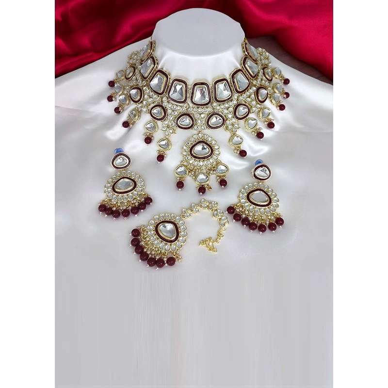 Maroon Alloy Jewellery Set - JD986610631
