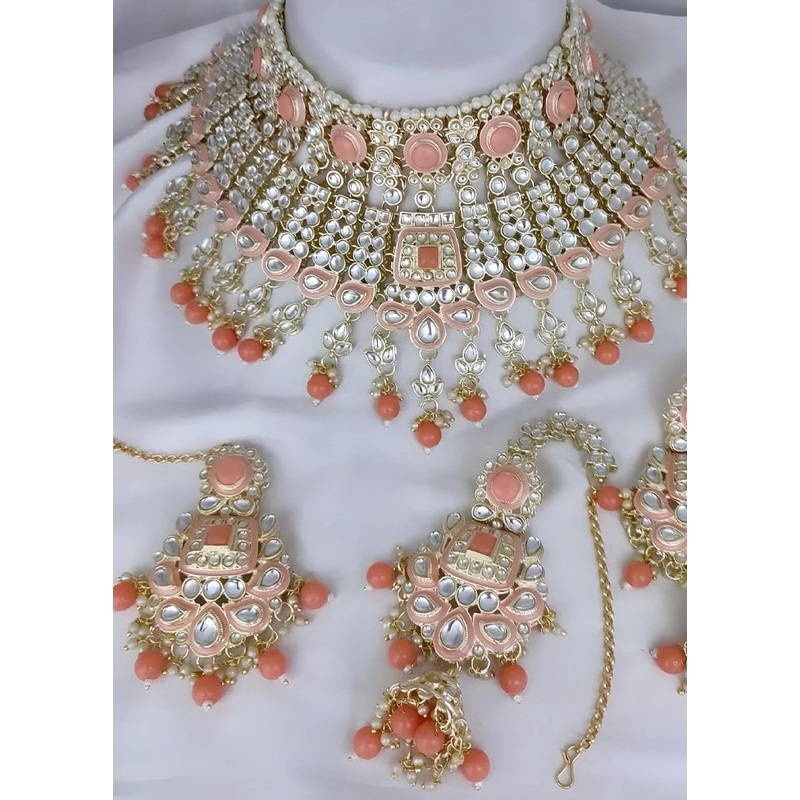 Peach Alloy Jewellery Set - JD986610600