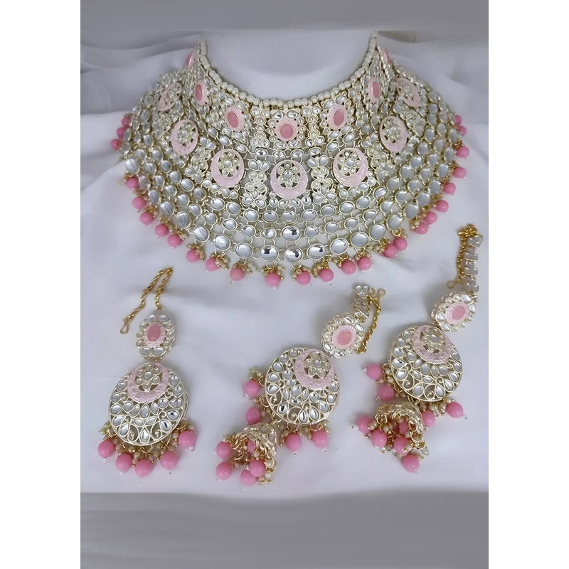 Pink Alloy Jewellery Set - JD986610591