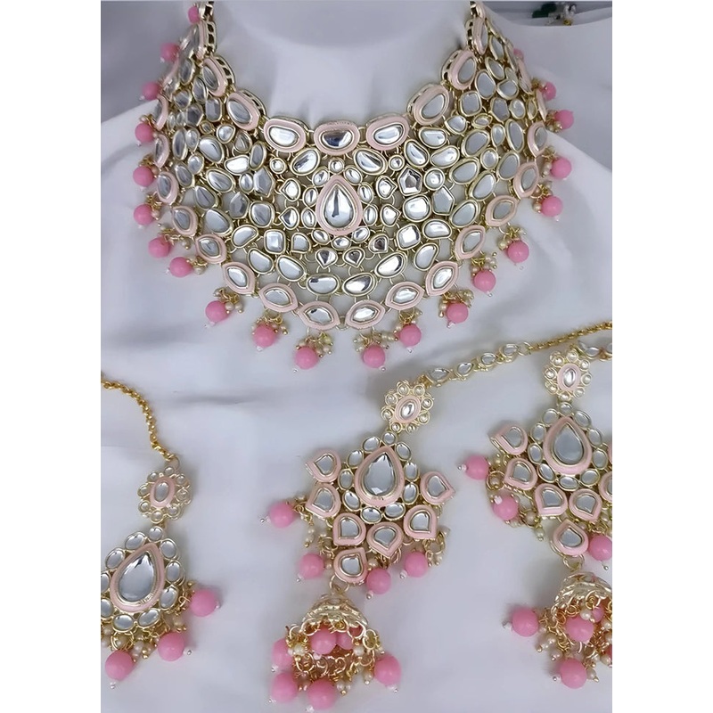 Pink Alloy Jewellery Set - JD986610592