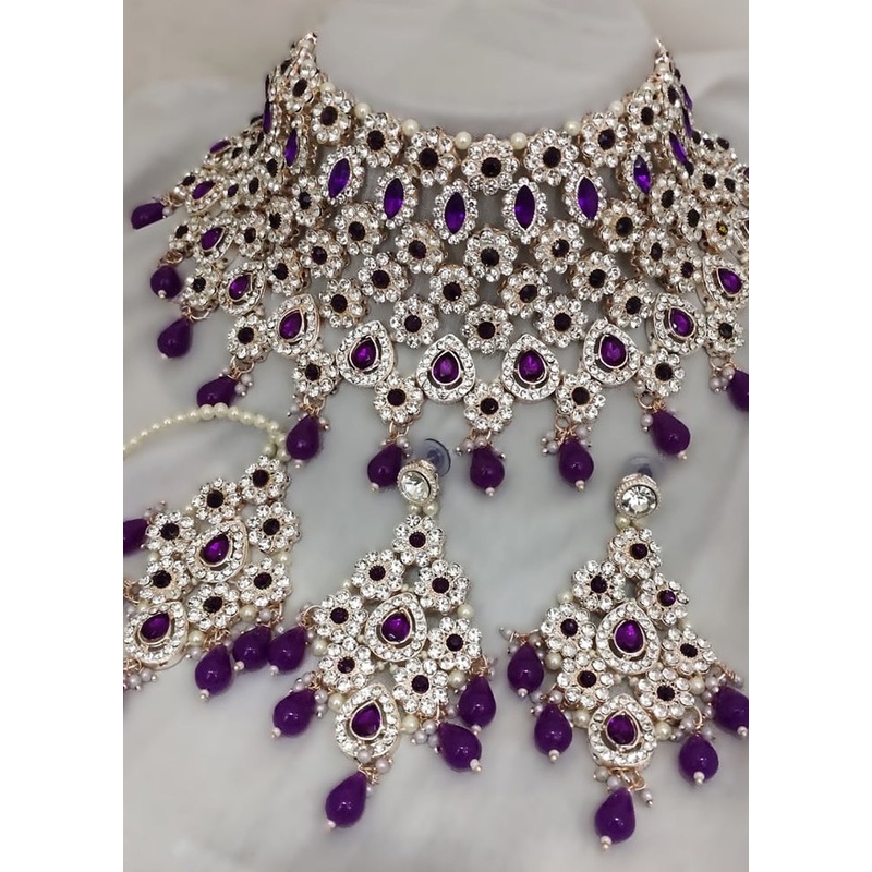 Purple Alloy Jewellery Set - JD986610589