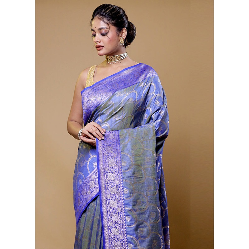 Purple Dupion Silk Saree With Blouse Piece - JD986610553
