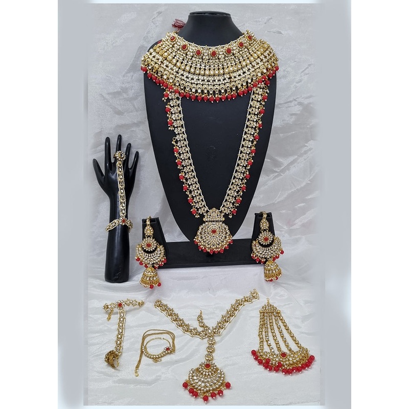 Red Alloy Jewellery Set - JD986610575