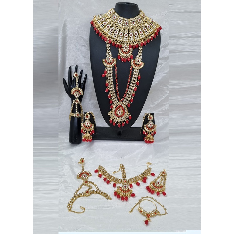 Red Alloy Jewellery Set - JD986610576
