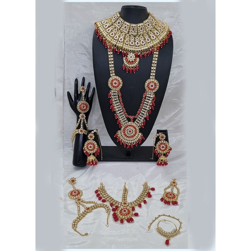 Red Alloy Jewellery Set - JD986610577