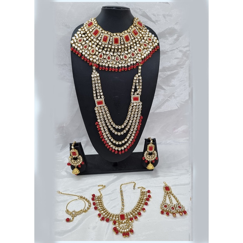 Red Alloy Jewellery Set - JD986610578