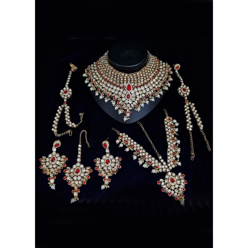 Red Alloy Jewellery Set - JD986610581