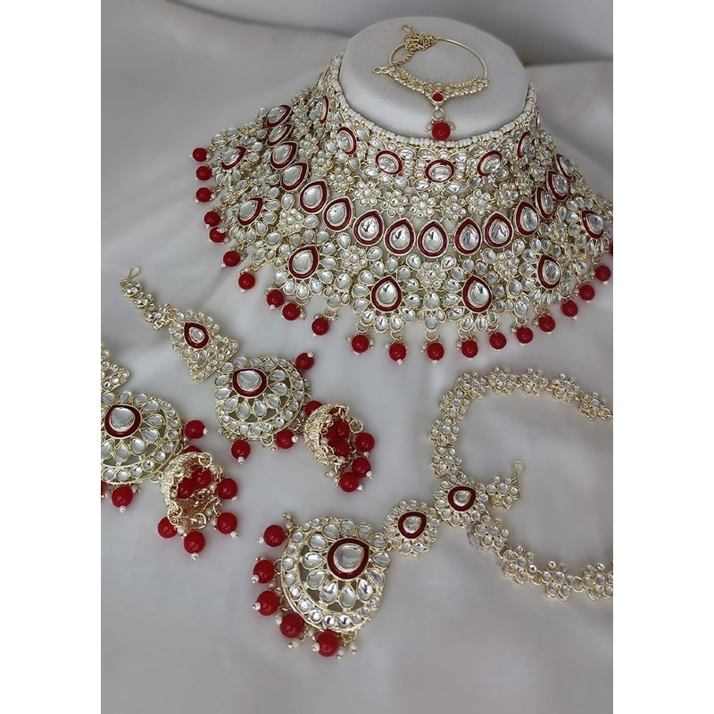 Red Alloy Jewellery Set - JD986610582