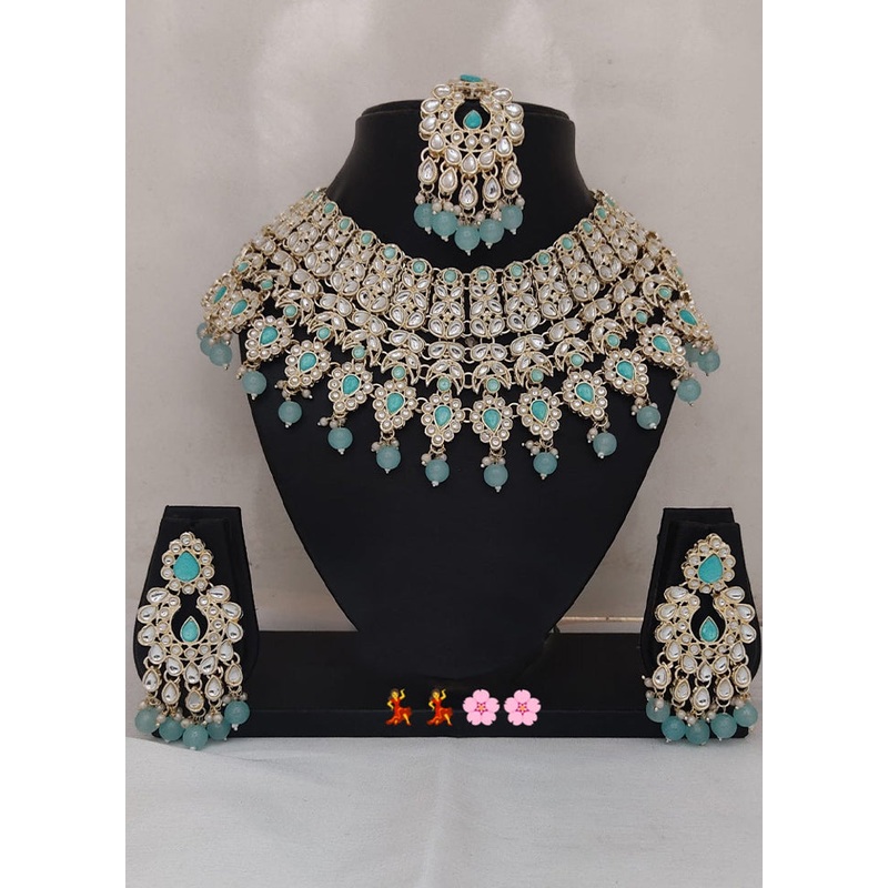 Sky Blue Alloy Jewellery Set - JD986610572