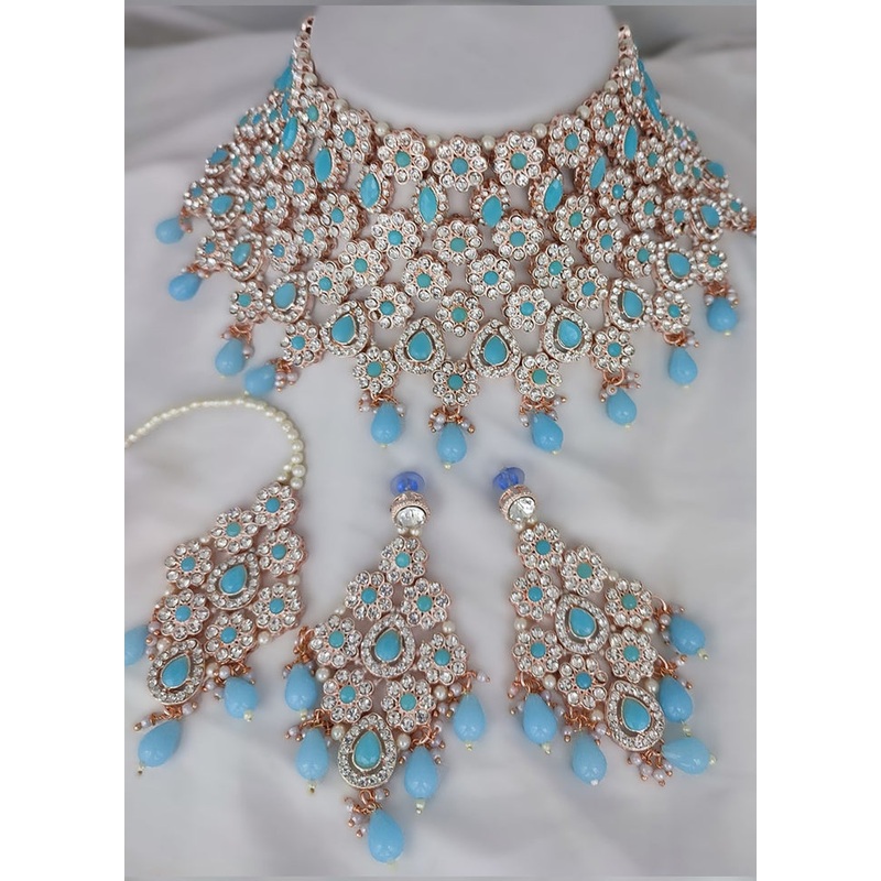 Sky Blue Alloy Jewellery Set - JD986610573