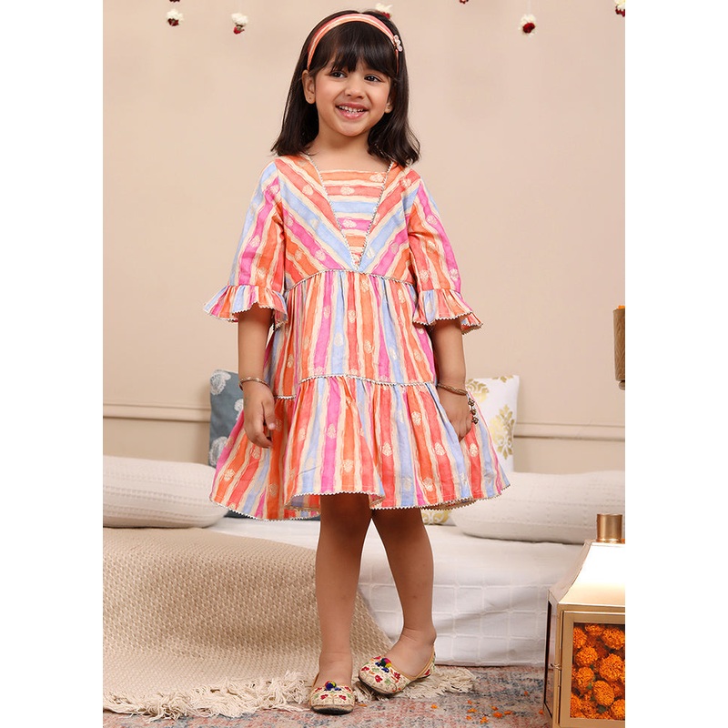 Multicolor Cotton Indian Dress - JD986610470
