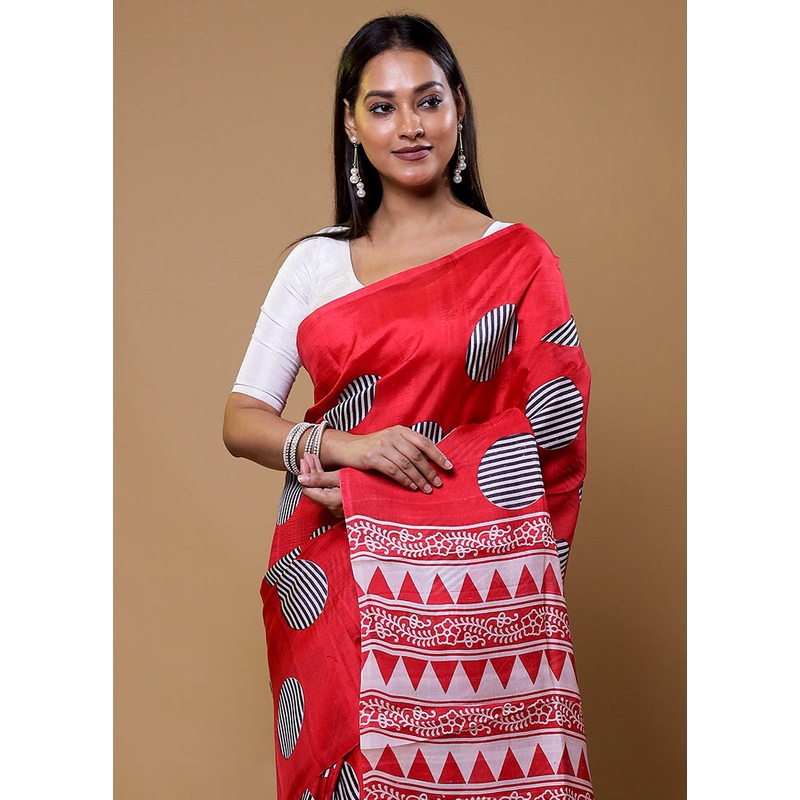 Pink Printed Pure Silk Saree Without Blouse Piece - JD986610417