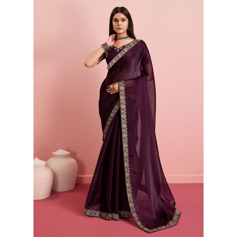 Brown Dupion Silk Saree With Blouse Piece - JD986610000