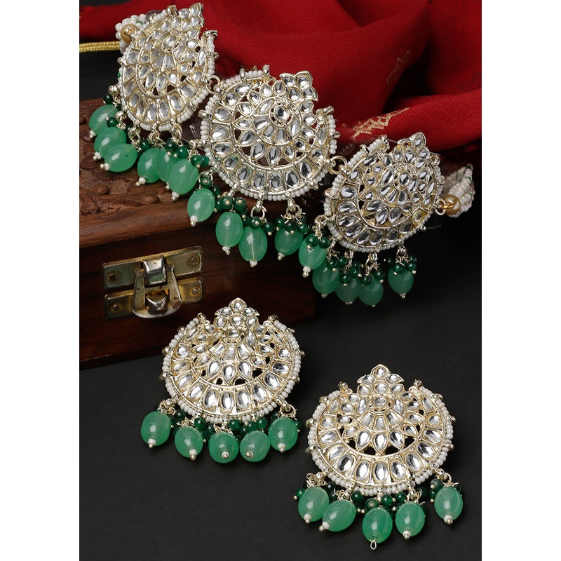 Green Alloy Glossy Jewellery Set - JD986610160