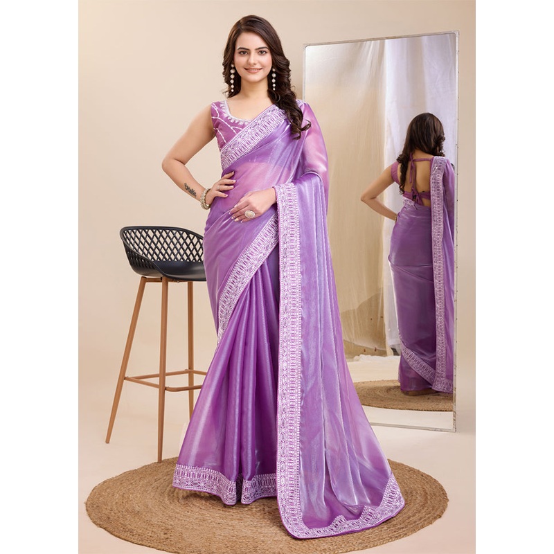 Lavender Silk Saree With Blouse Piece - JD986609986