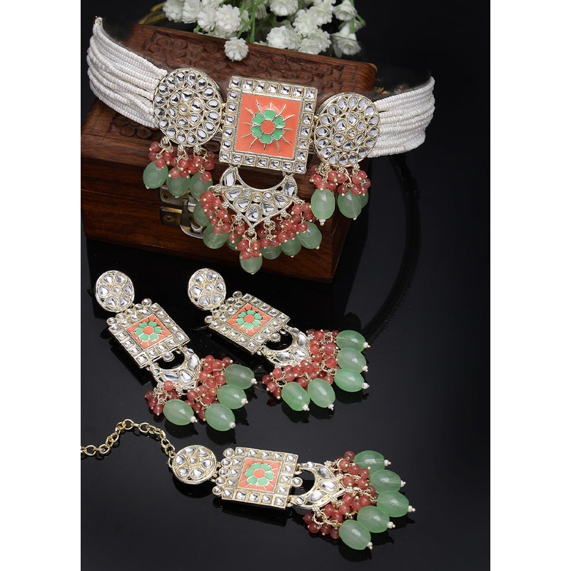 Multicolor Alloy Glossy Jewellery Set - JD986610112