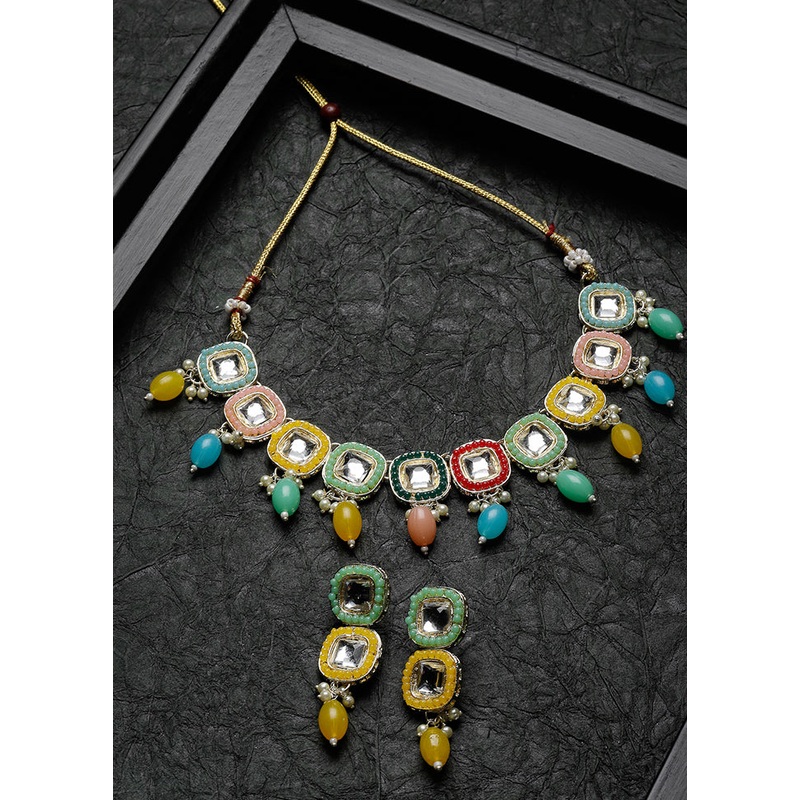 Multicolor Alloy Glossy Jewellery Set - JD986610115