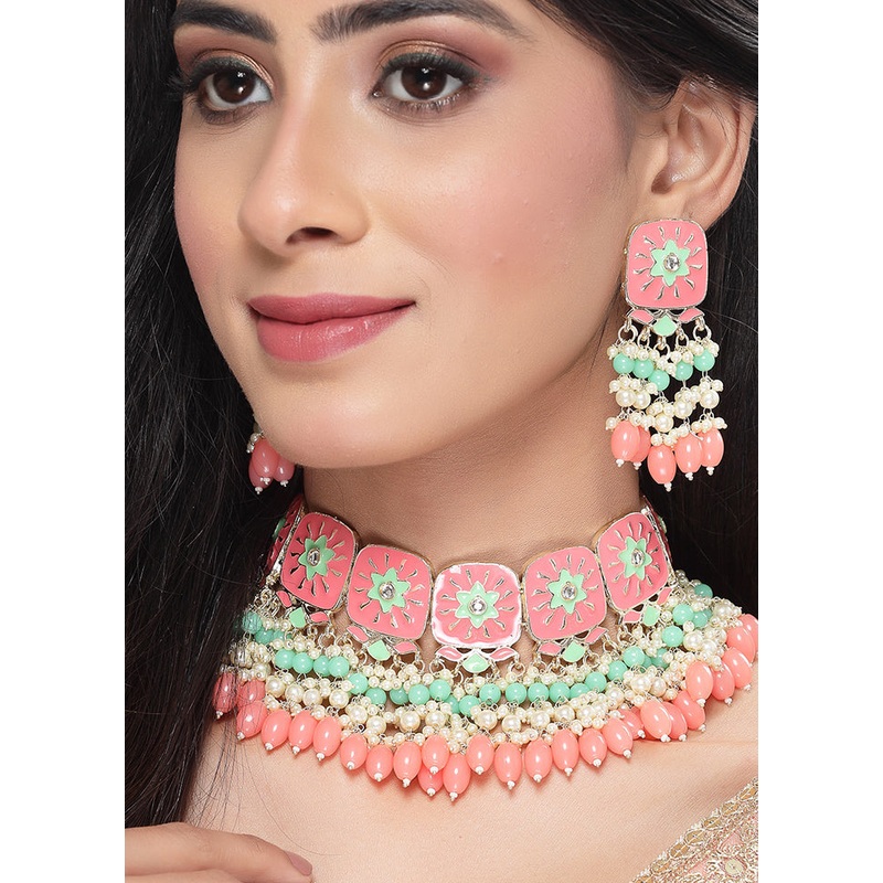 Multicolor Alloy Glossy Jewellery Set - JD986610116