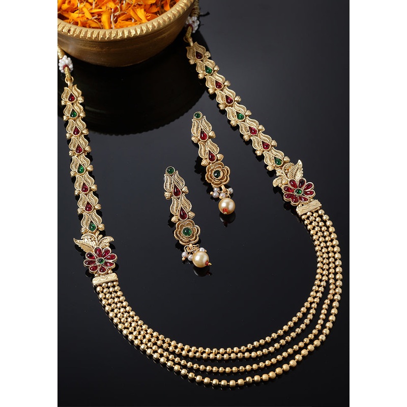 Multicolor Alloy Glossy Jewellery Set - JD986610117