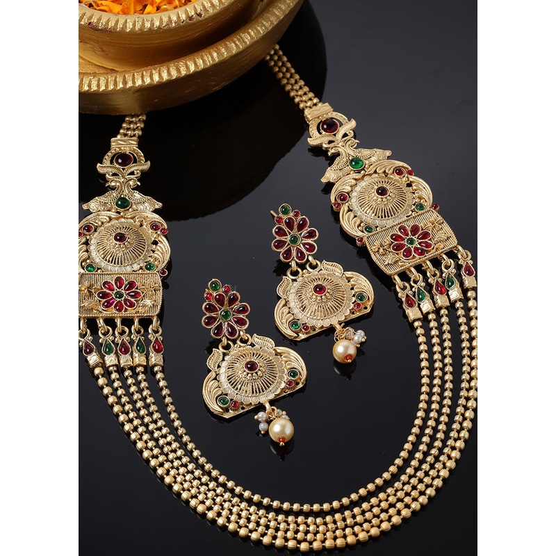Multicolor Alloy Glossy Jewellery Set - JD986610123