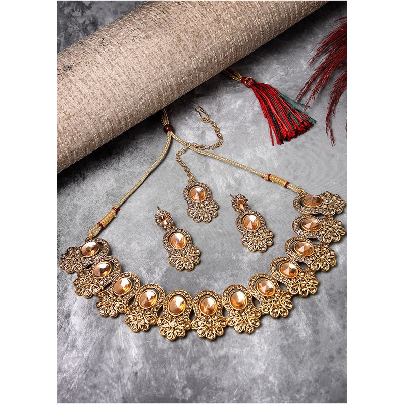 Multicolor Alloy Glossy Jewellery Set - JD986610126
