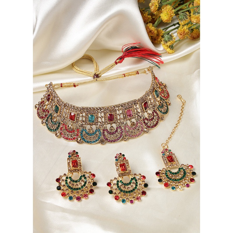Multicolor Alloy Glossy Jewellery Set - JD986610127