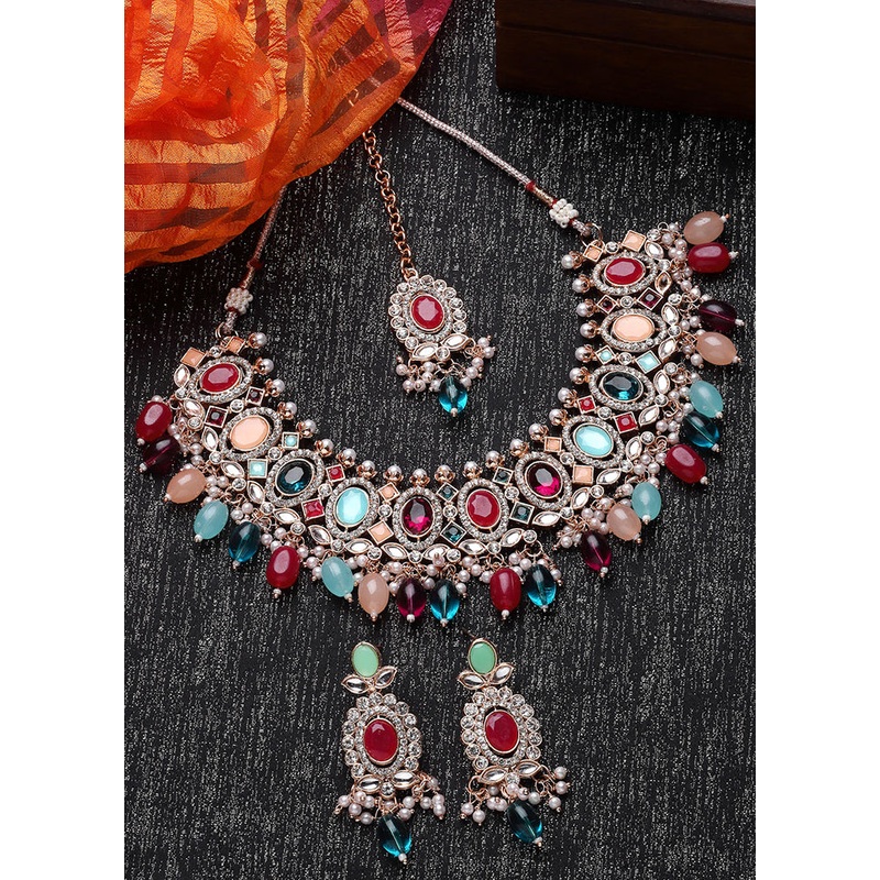Multicolor Alloy Glossy Jewellery Set - JD986610128